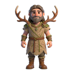 鹿の角を持つケルトドルイドキャラクター - 3Dアイコン