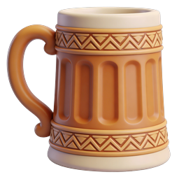 Ceramic Beer Mug Stein Icon - Traditional 3D Render