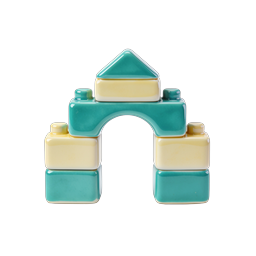 Ceramic Castle Blocks Toy Icon - 3D Rendered