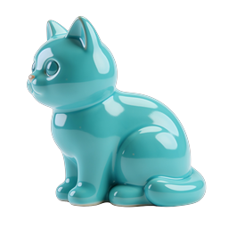 Icona di statuetta di gatto in ceramica turchese lucida