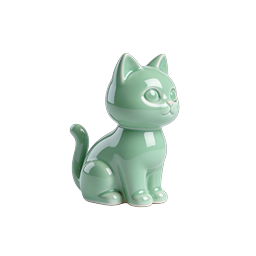 Mint Green Ceramic Cat Figurine Icon | Glossy Pottery