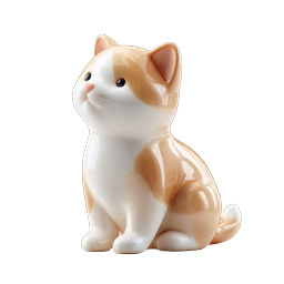Ceramic Cat Figurine - Cute Porcelain Kitten Icon