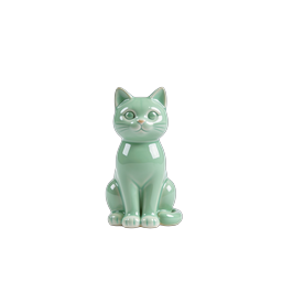 Icona statuetta di gatto in ceramica verde celadon