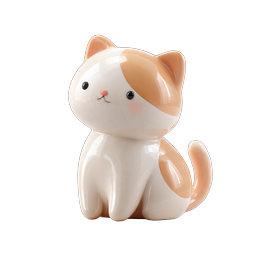 ไอคอน 3D รูปปั้นแมวเซรามิกสุดน่ารัก