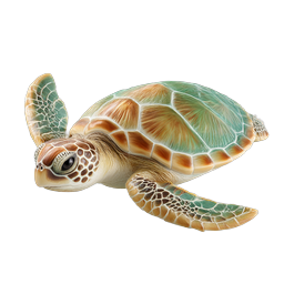 Realistic Ceramic Sea Turtle Icon - Ocean Wildlife