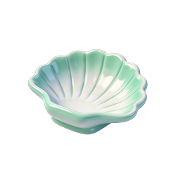 Ceramic Shell Bowl 3D Icon - Mint Green Glazed