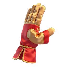 Icono de guante ceremonial rojo y dorado 3D