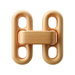 Chain Link Letter H Icon - Wood Texture 3D