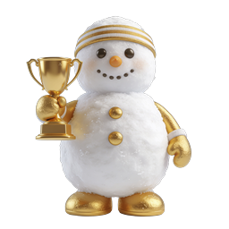 ไอคอนตุ๊กตาหิมะแชมป์พร้อมถ้วยรางวัลทองคำ - กีฬาฤดูหนาว 3D