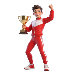 Champion Victory Trophy 3D Cartoon Icon