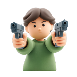 3D Clay Character Boy Holding Dual Pistols Icon
