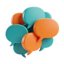 Icona cluster di nuvolette di chat 3D | Teal e Arancione