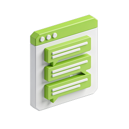 3D Isometric Chat Messages Icon - Green Messaging