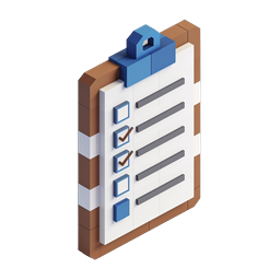 3D Isometric Checklist Clipboard Icon for Task Management