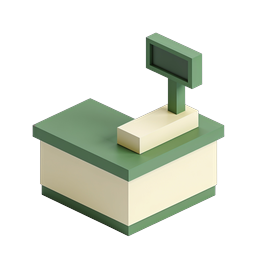 Checkout Counter Isometric Icon - POS Cash Register