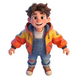 Cheerful 3D Boy Character Icon - Cartoon Kid Illustration