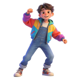 Cheerful 3D Boy Character Icon - Colorful Pixar Style