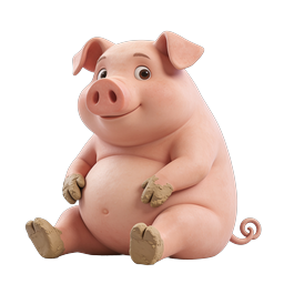 Cheerful Pink Pig 3D Clay-Style Farm Animal Icon