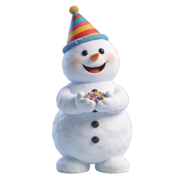 Cheerful Snowman with Party Hat and Confetti Icon