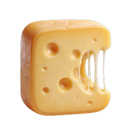 Realistic 3D Cheese Block Icon with Melting Effect