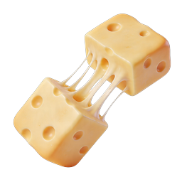 Stretchy Swiss Cheese Cubes 3D Icon | Dairy Food Icon
