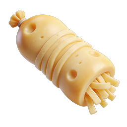 3D Cheese Cylinder Icon with Grated Cheese