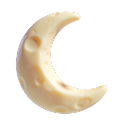 Ícone 3D de lua de queijo e estrela - Céu noturno fantasioso