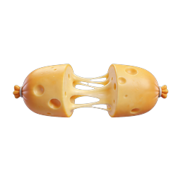 Cheese Sausage 3D Render Food Icon | Stretchy Cheese