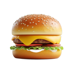 Realistic Cheeseburger Icon - 3D Food Illustration