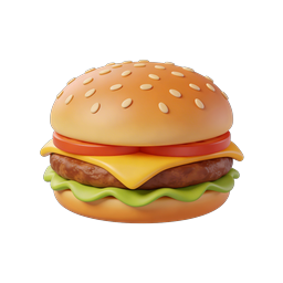 Icono de hamburguesa con queso – icono de comida 3D para apps y menús