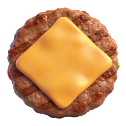 Cheeseburger Patty 3D Icon - Realistic Food Graphic