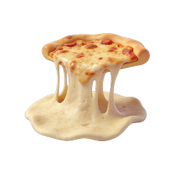 Realistic 3D Pizza Icon with Melting Cheese Pull Effect