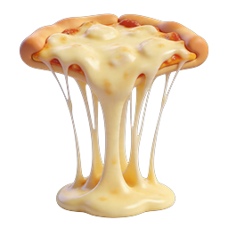 Icona di pizza con formaggio filante - Deliziosa illustrazione 3D di cibo