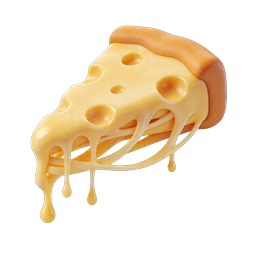 Cheesy Pizza Slice 3D Icon - Melted Cheese Dripping