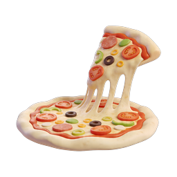 Cheesy Pizza Slice 3D Icon with Melted Cheese