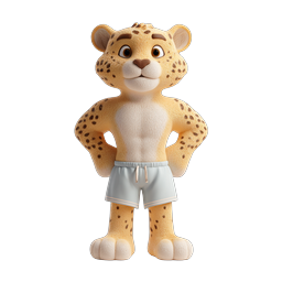 Cute Cheetah Athlete 3D Character Icon