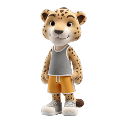 Cute Cheetah Cub 3D Character Icon in Athletic Wear