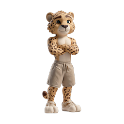 ไอคอนตัวละครมาสคอตเสือชีตาห์เป็นมิตรสไตล์ 3D