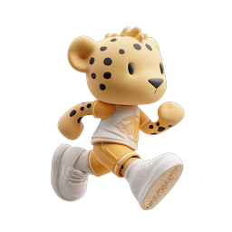 3D スポーツキャラクターアイコン チーターマスコットランナー