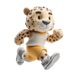 Cute Cheetah Runner Athletic Mascot 3D Icon