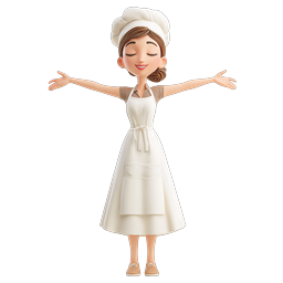 Female Chef Baker Character Icon - 3D Culinary Design