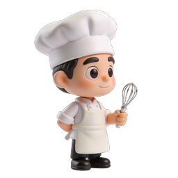 Icona 3D di un piccolo chef carino - Personaggio per cucina e pasticceria
