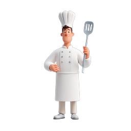 3D Chef Character Icon with Spatula - Culinary Professional