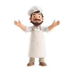 Engaging Chef Character Icon for Culinary Use