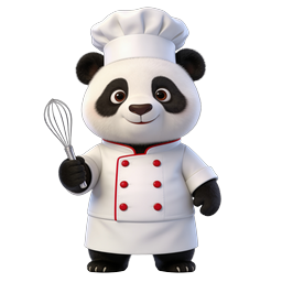 Adorable Chef Panda 3D Icon with Whisk for Cooking Apps