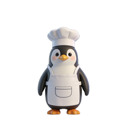 Cute Chef Penguin Icon - Adorable 3D Cooking Mascot