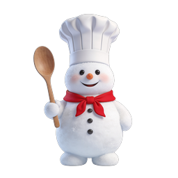 Chef Snowman 3D Icon - Winter Holiday Cooking Character