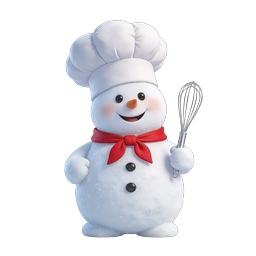 Icône Bonhomme de Neige Chef - Personnage de Pâtisserie d'Hiver Mignon