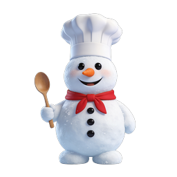 Cheerful Chef Snowman 3D Icon for Winter & Holiday