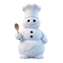 Cute Chef Snowman 3D Icon | Winter Holiday Character